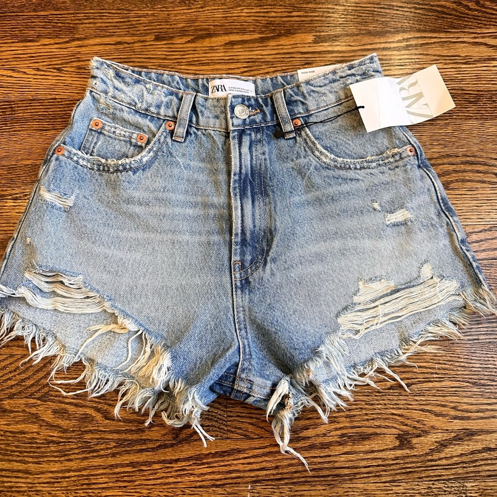 ZARA High-Rise Jean Shorts NWT!